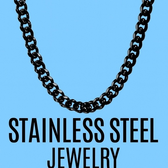 26 inch Cuban Link Chain Black lon-Plated 7mm - Picture 1 of 6